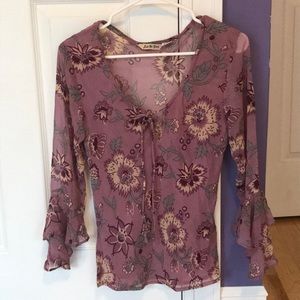 Purple Just The Girls bell sleeve blouse